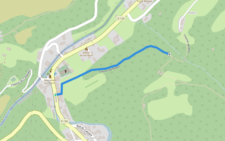 Chemin de Bidets walking route map in Ferrières