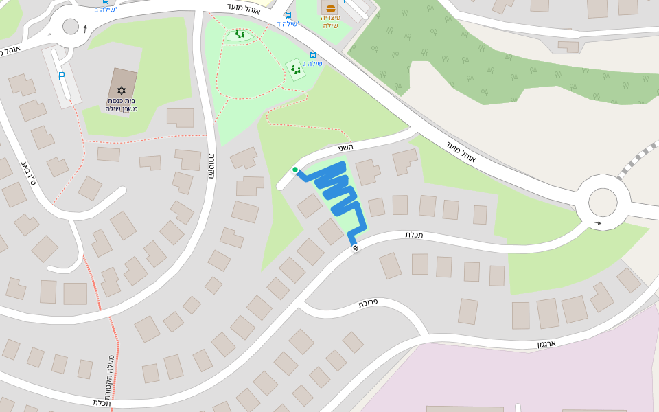 מעלה השני walking route map in Shilo