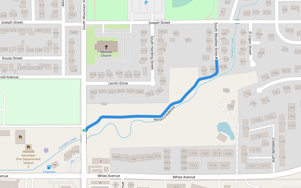 Heron's Hideout walking route map in Moscow