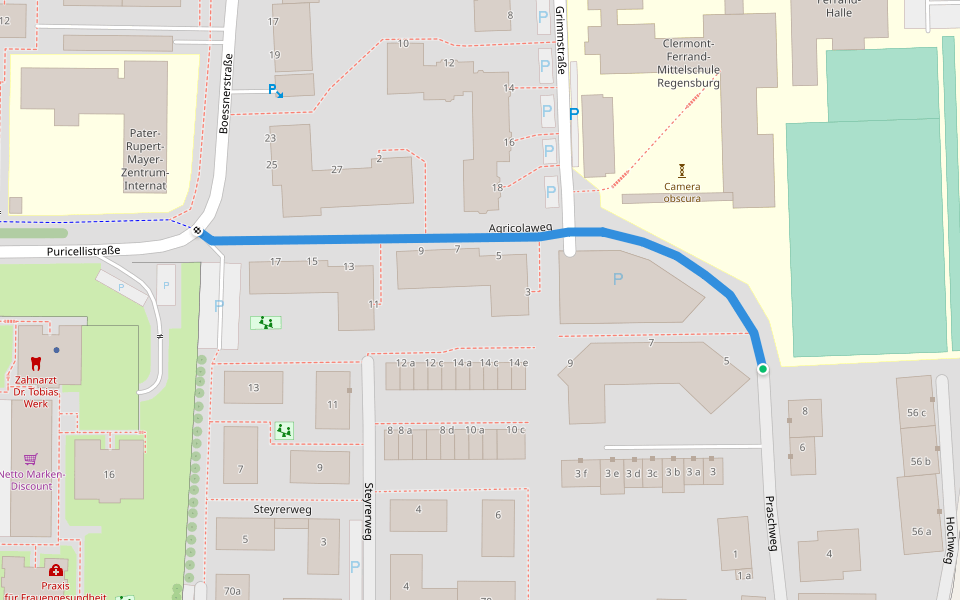 Agricolaweg walking route map in Regensburg