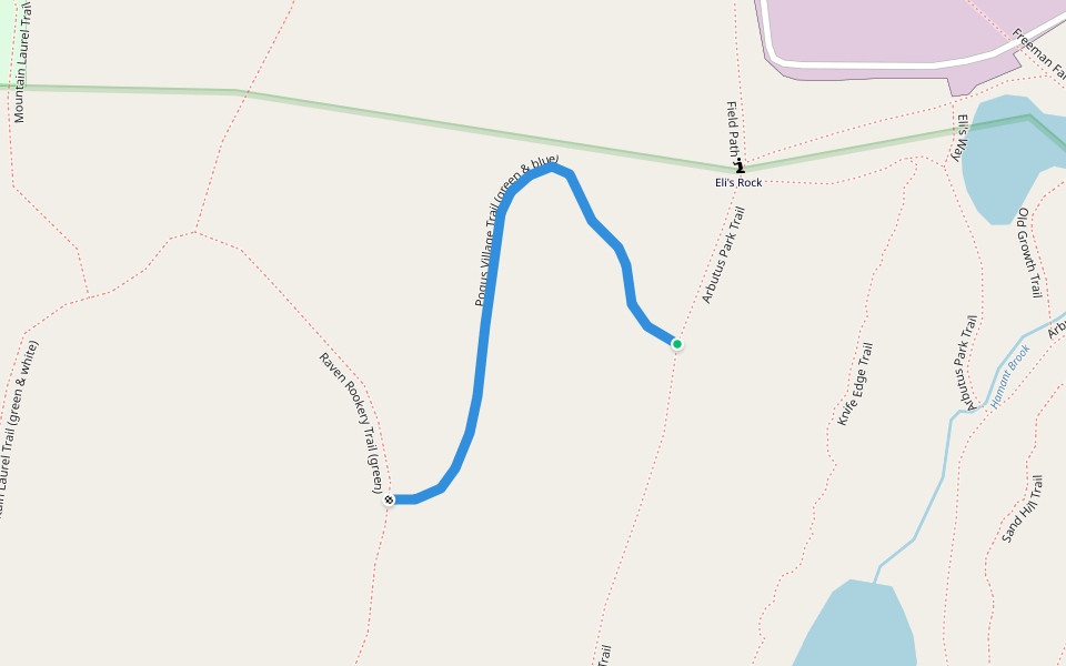 Pogus Village Trail (green & blue) walking route map in Sturbridge