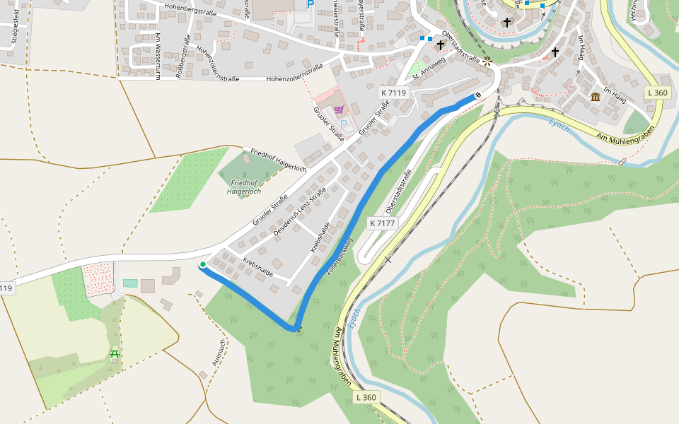 Zollerblickweg walking route map in Haigerloch