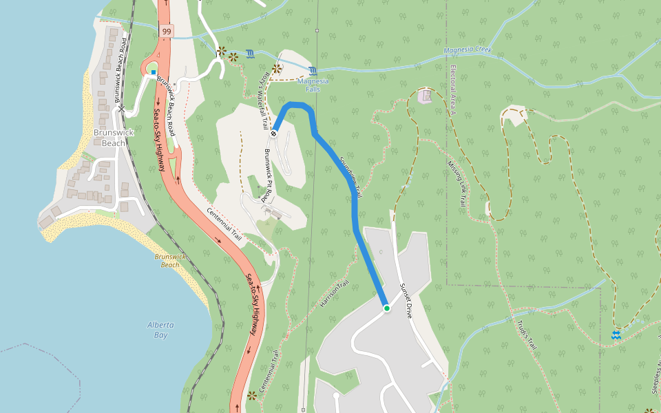 Soundview Trail walking route map in Lions Bay