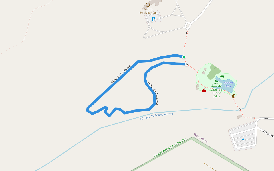 Trilha da Capivara walking route map in Brasília