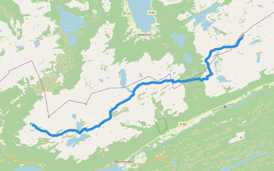 Fjordruta walking route map in Bøverfjorden