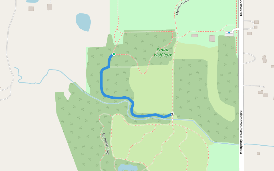 Old Gull Trail / Whitetail Trail / Prairie Wolf Loop walking route map in Byron Center