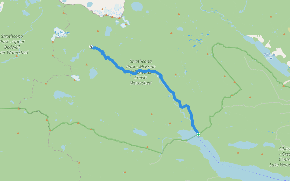 Della Falls Trail walking route map in Port Alberni