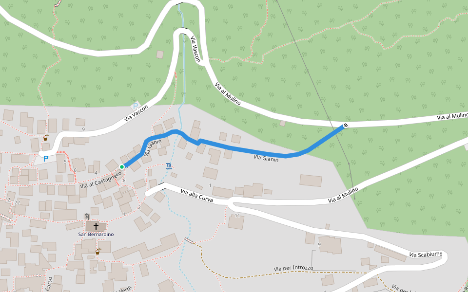 Via Gianin walking route map in Sueglio