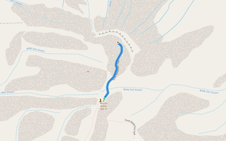 North Baldy Foot Path walking route map in Cold Bay