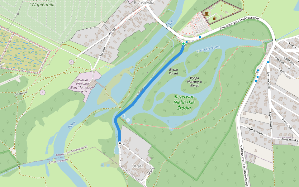 Źródlana walking route map in Tomaszów Mazowiecki