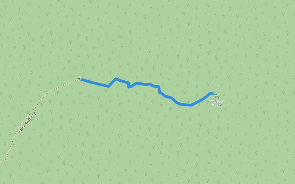Poorly defined steep slippery walking route map in Eildon