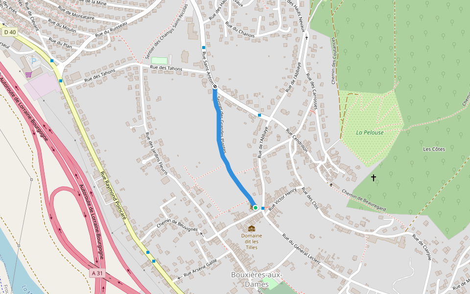 Sentier des Grandes Plantes walking route map in Bouxières-aux-Dames