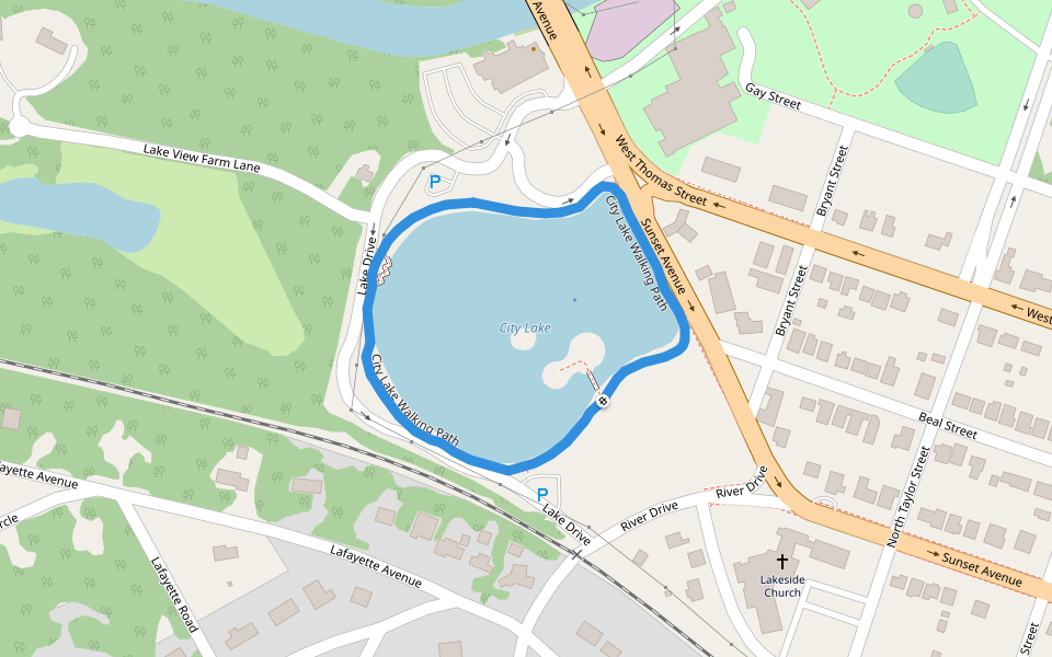 City Lake Walking Path walking route map in Rocky Mount