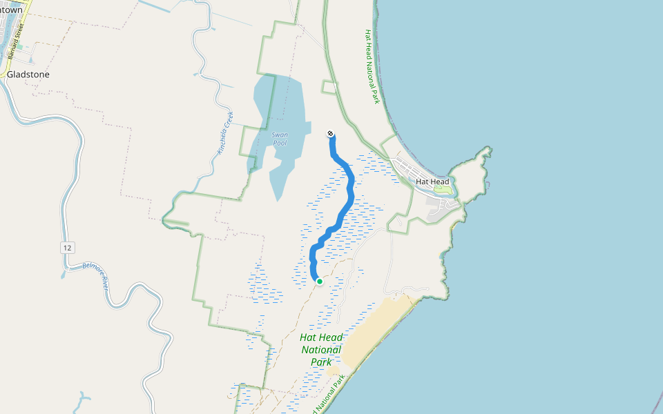 Wetlands Trail walking route map in Hat Head