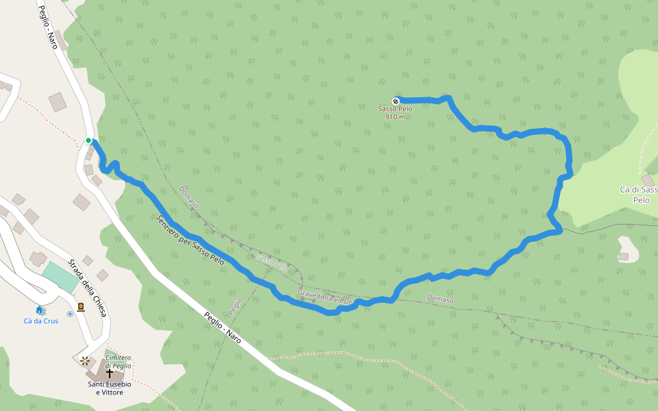 Sentiero per Sasso Pelo walking route map in Peglio