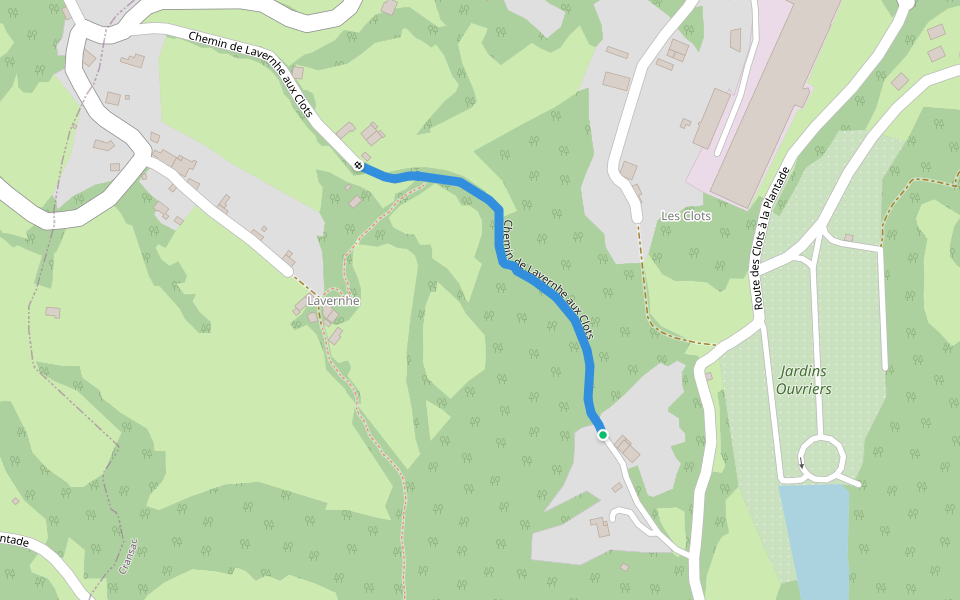 Chemin de Lavernhe aux Clots walking route map in Cransac