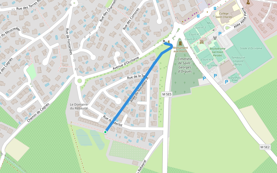 Allée du Macabeu walking route map in Saint-Georges-d'Orques