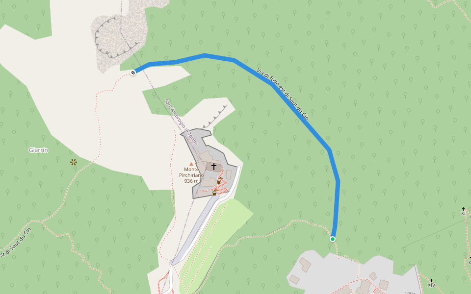 Via di fuga est di Saut du Cin walking route map in Poisatto