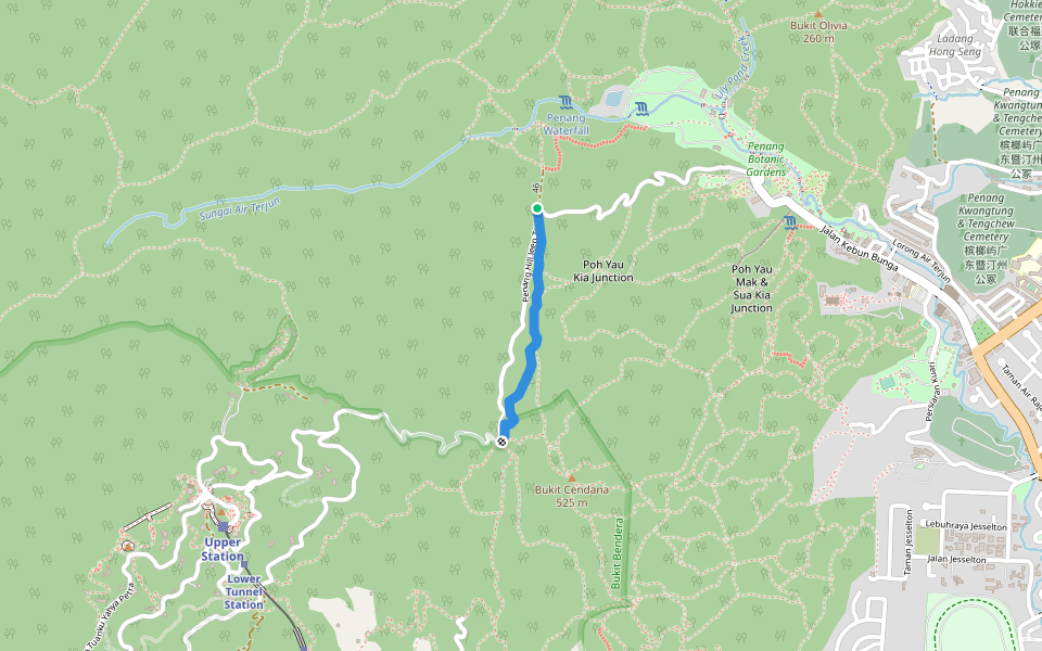 Hiking Path from Point 46 to 84 Rest Area walking route map in George Town
