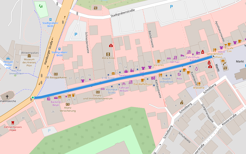 Lange Straße walking route map in Plön
