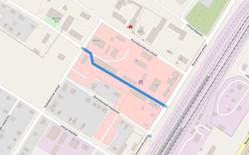 Новобазарная улица walking route map in Chapayevsk