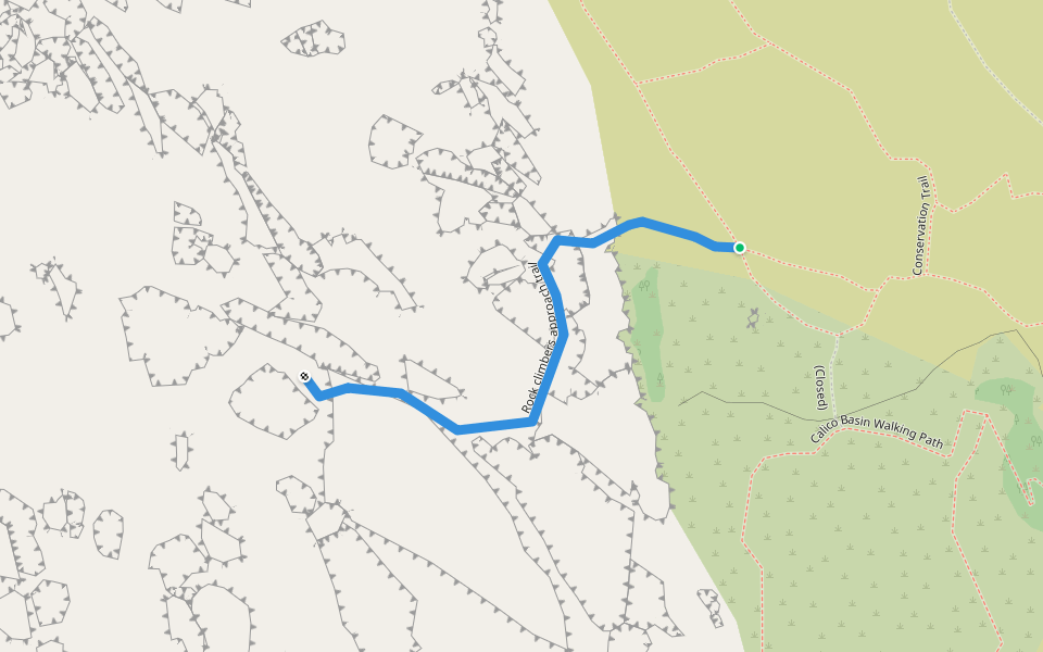 Rock climbers approach trail