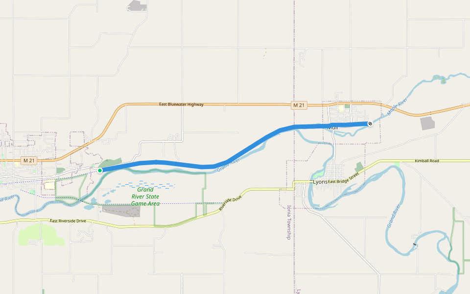 Fred Meijer Clinton-Ionia-Shiawassee Trail walking route map in Ionia