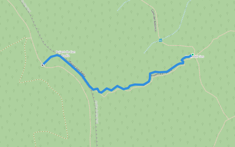 Pujant d'en Badia walking route map in Canet d'Adri