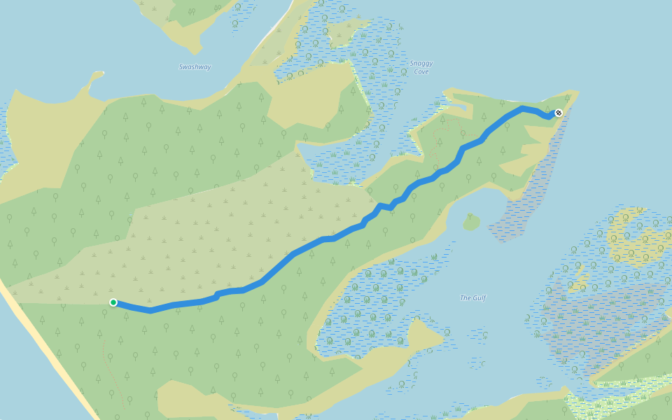 Gulf Track walking route map in Snake Island
