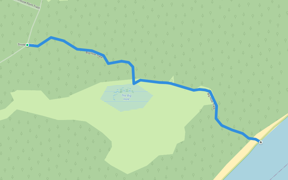 Big Hole Track walking route map in Snake Island