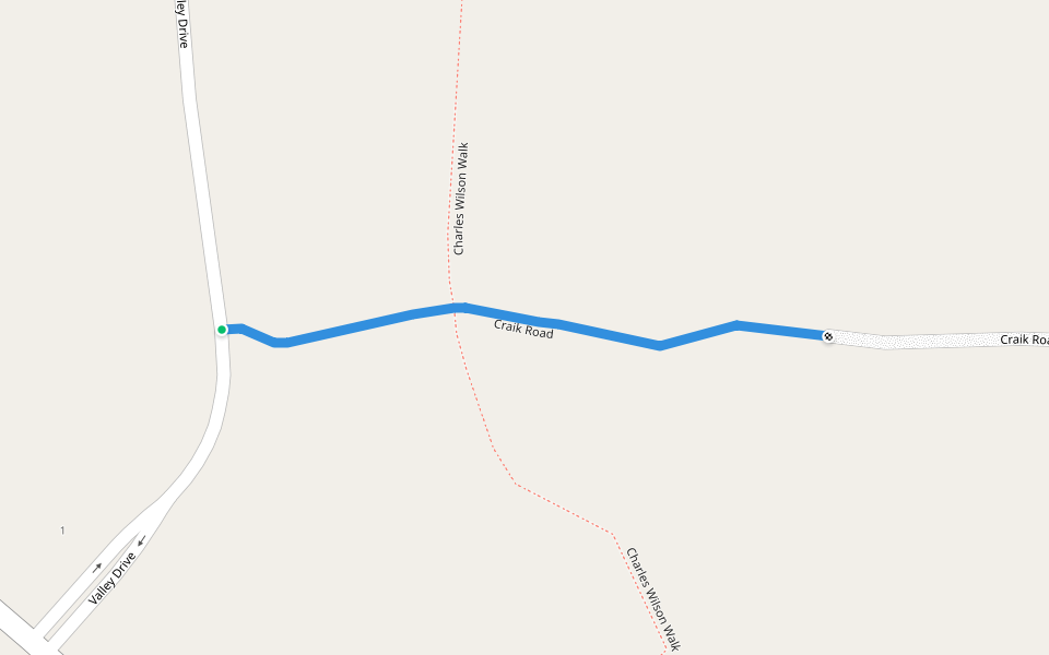Craik Road walking route map in Beaconsfield Upper