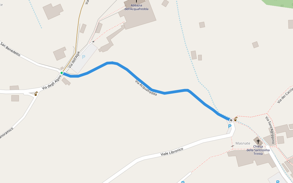 Via Acquafredda walking route map in Lenno