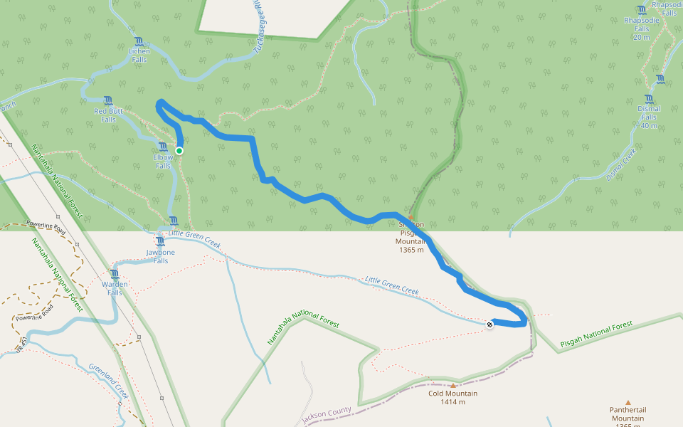 Shelton Trail walking route map in Glenville