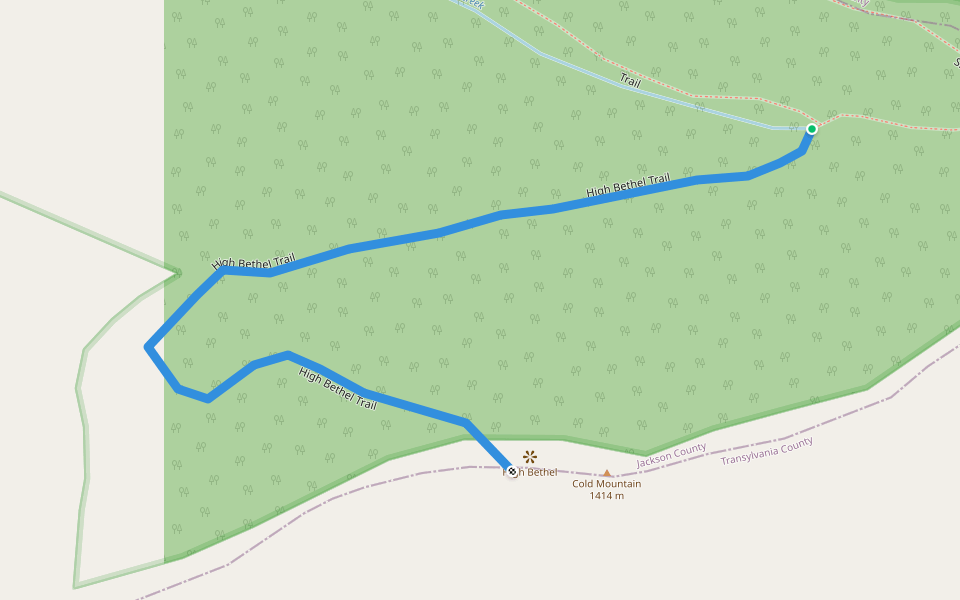 High Bethel Trail walking route map in Lake Toxaway