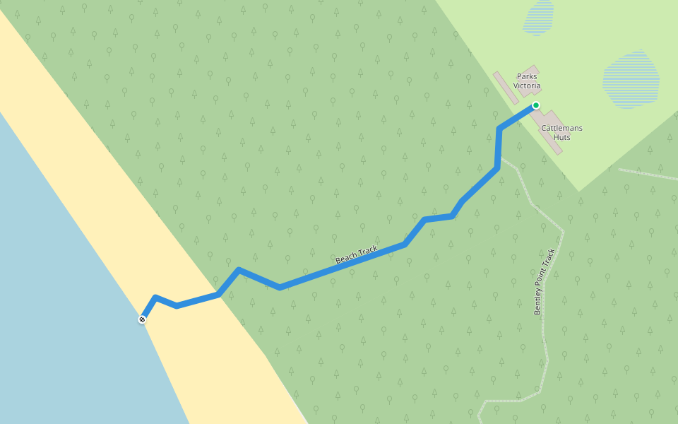 Beach Track walking route map in Snake Island