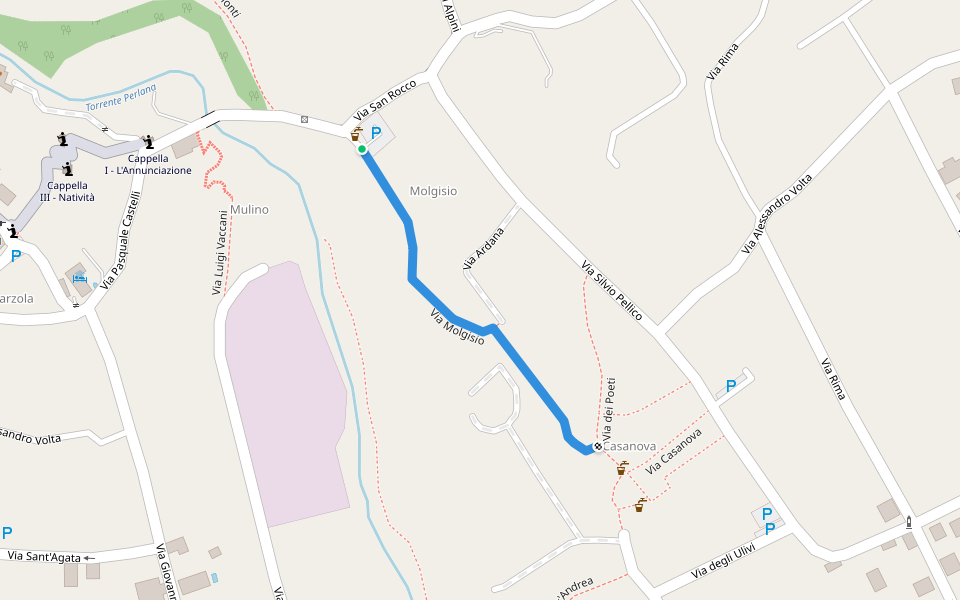 Via Molgisio walking route map in Lenno