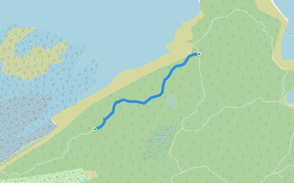 Bullock Coastal Track walking route map in Snake Island