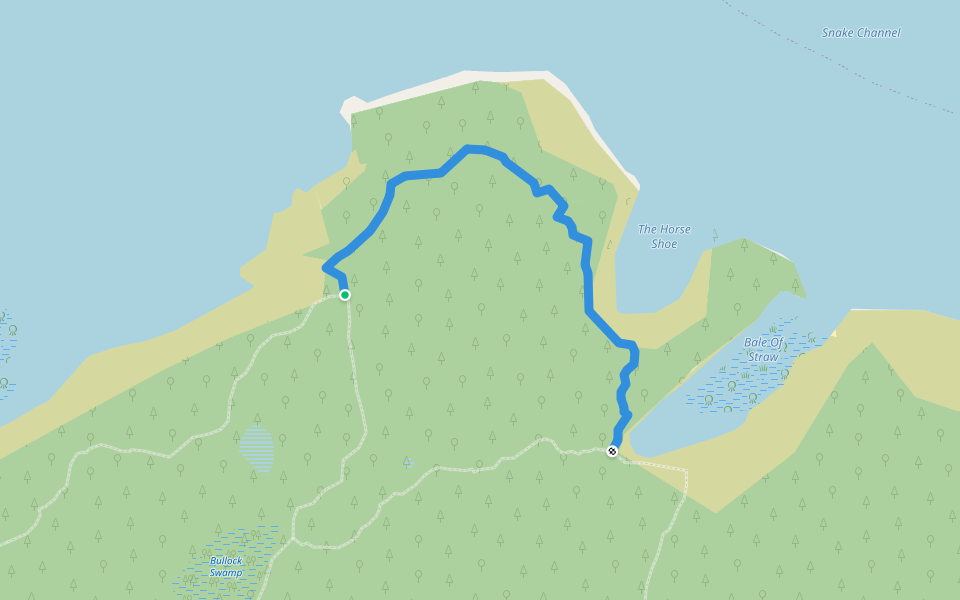 Wallys Track walking route map in Snake Island