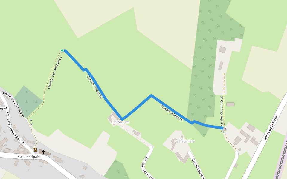 Chemin pédestre walking route map in Boëssé-le-Sec