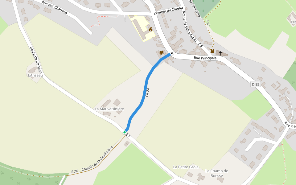 CR 24 walking route map in Boëssé-le-Sec