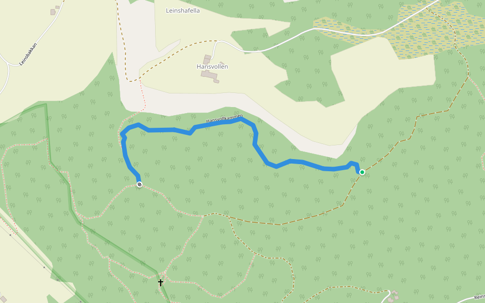 Hansvollkammen walking route map in Stadsbygd