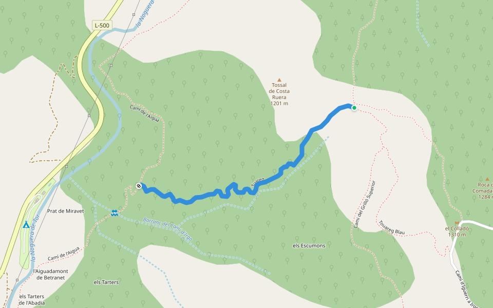 Tuareg walking route map in El Pont de Suert