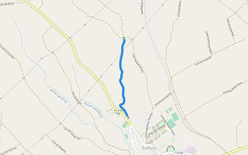 Camí de la Séquia o dels Molinets walking route map in Riudoms
