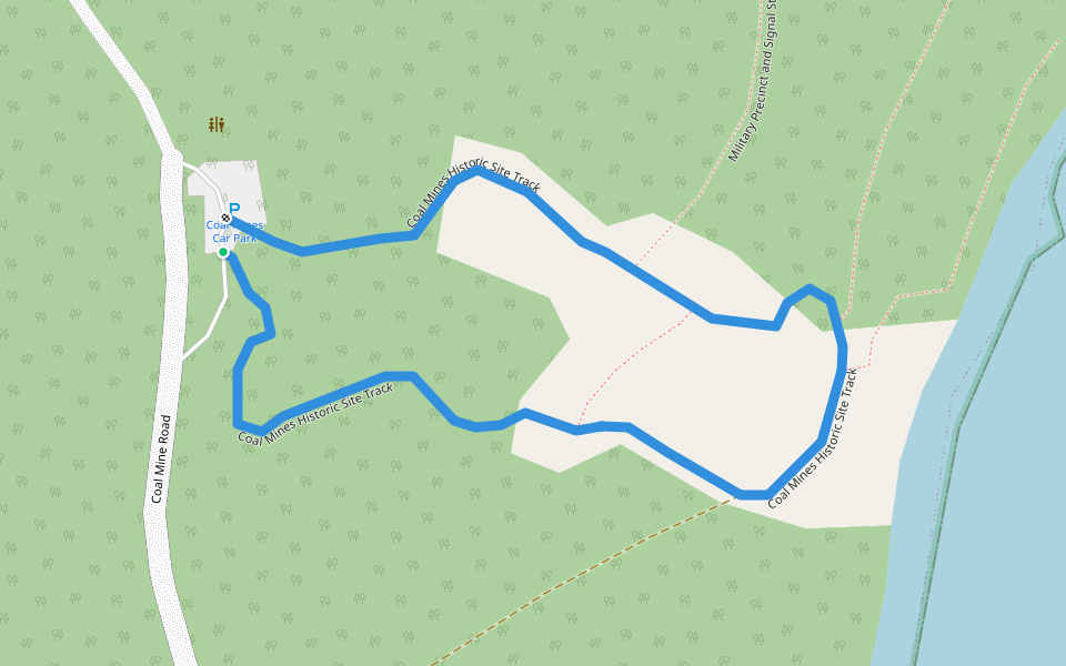 Coal Mines Historic Site Track walking route map in Saltwater River