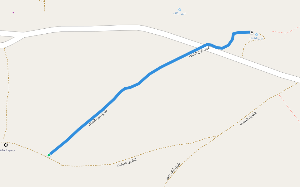 طريق عين الشفاء walking route map in Oued Seguen