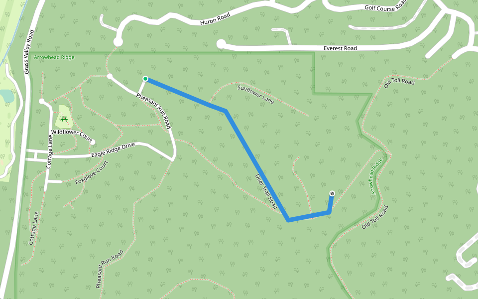 Deer Trail Road walking route map in Lake Arrowhead