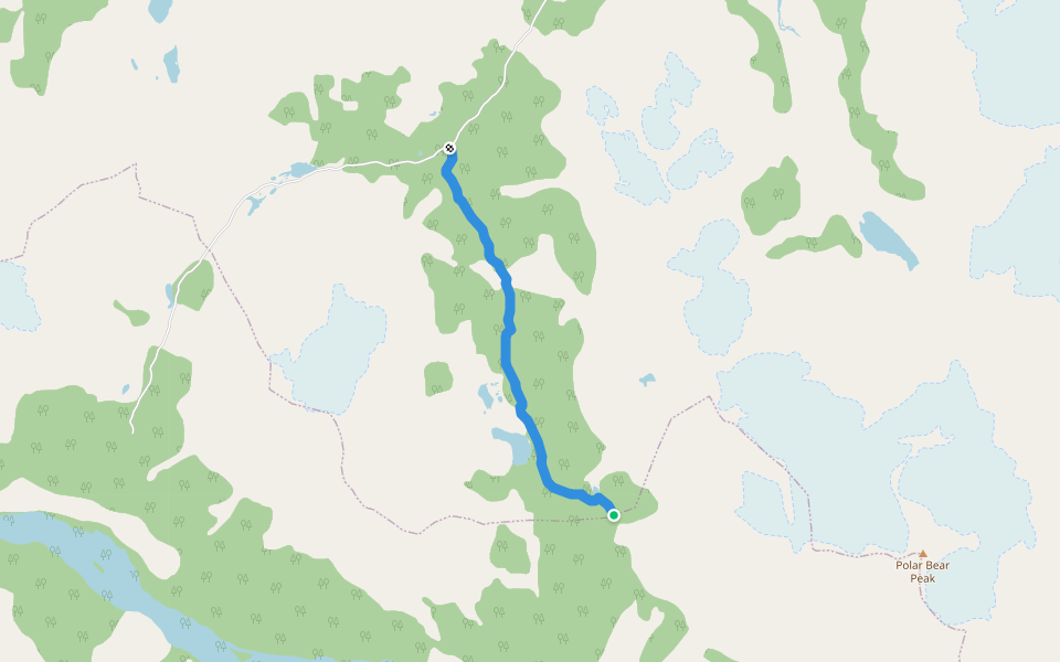 Hammer Lake Trail walking route map in Hagensborg