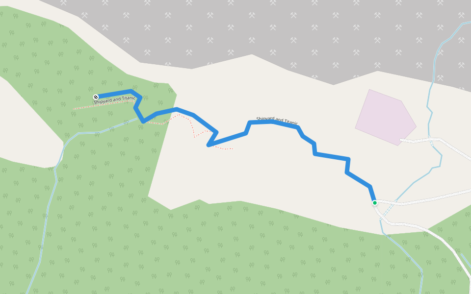 Shipyard and Titanic walking route map in Tumbler Ridge
