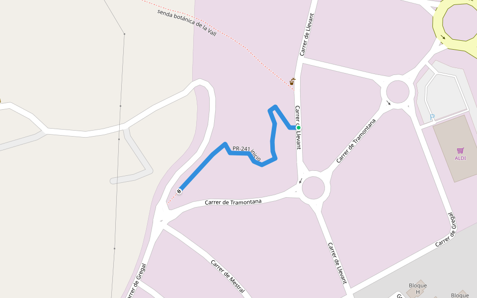 PR-241 inicio walking route map in La Vall d'Uixó