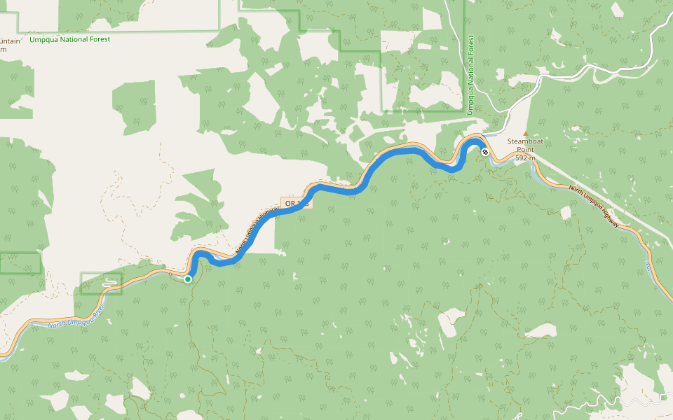 North Umpqua Trail: Mott walking route map in Glide